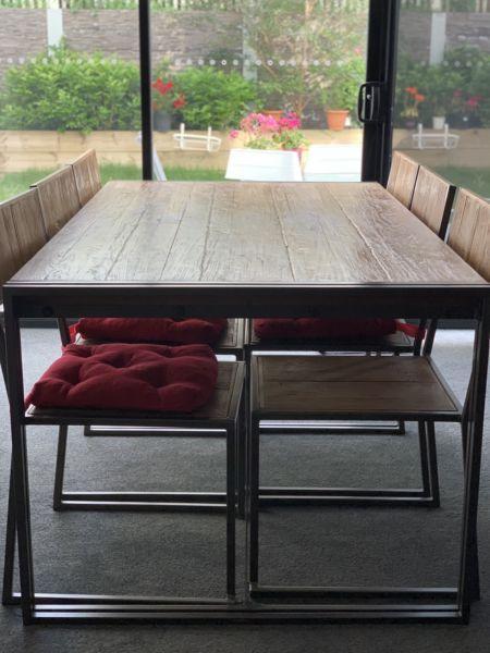 6 Seater Dining Table with Matching chairs and red cushions available