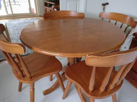 Wooden and round dining table set