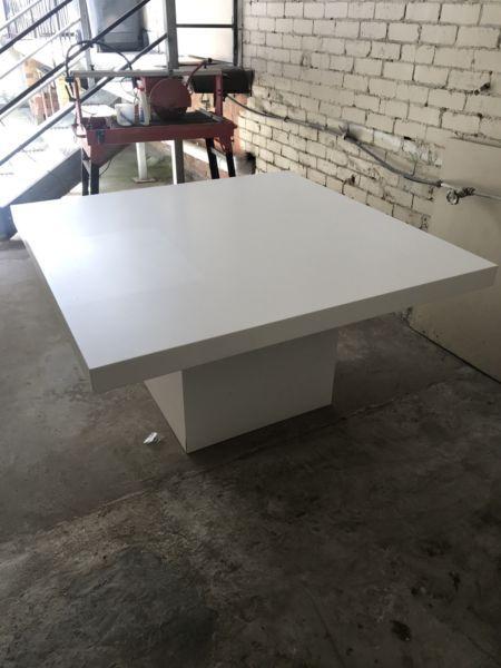 8 seater White Square Table with 8 Chairs