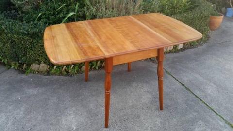 Mid-Century retro 60's solid Myrtle drop leaf table - restored
