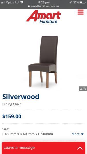 Silver wood dining table and chairs
