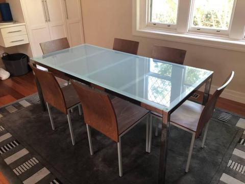Dining kitchen table glass top