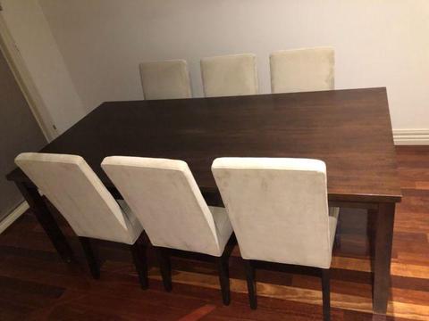 Timber table and 6 chairs