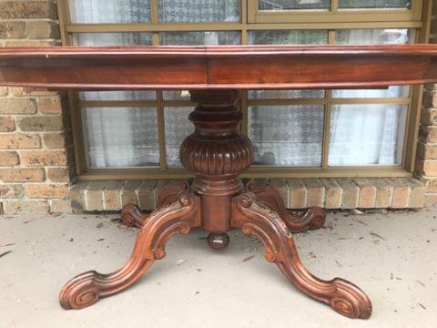 Walnut dining table with 8 chairs