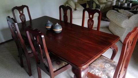 Six seater hardwood timer Table and Chairs