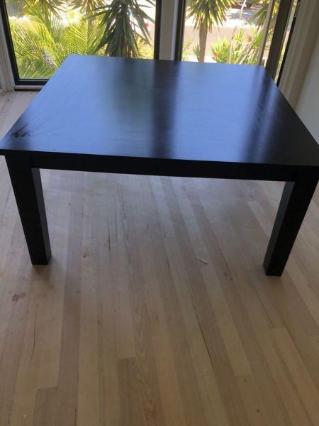 Square timber dining table