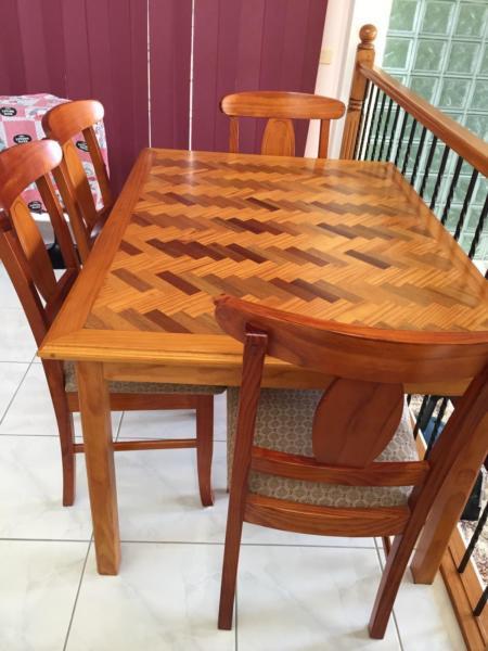 Parquet inlay timber dining table