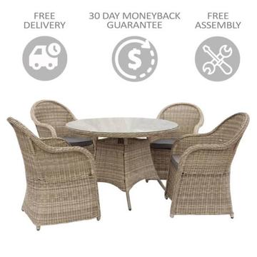 5 Piece Outdoor Rattan Wicker Dining Table Set