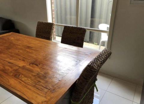 Solid wood dining table & 6 chairs