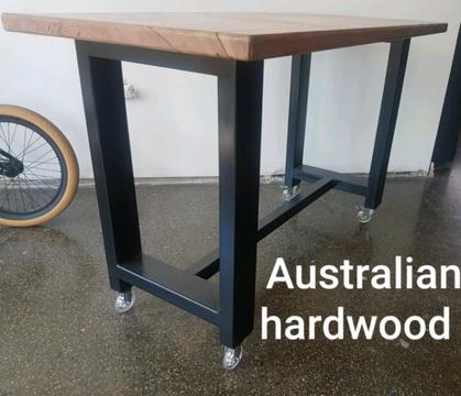 Hardwood island bar table bench