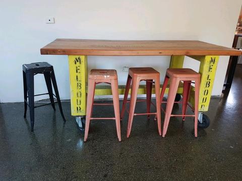 Vintage industrial cafe bar table