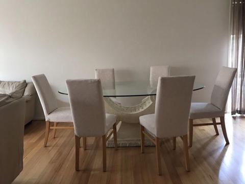 Glass Dining Table 6 Matching Chairs