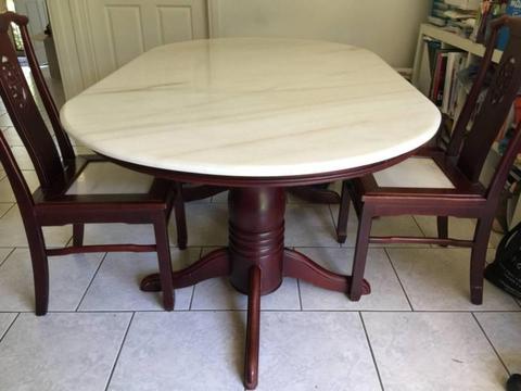 Vintage solid marble dining table