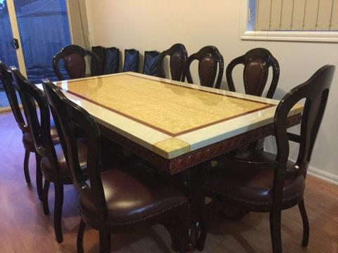 Marble Top Dining Table with 8 Chairs