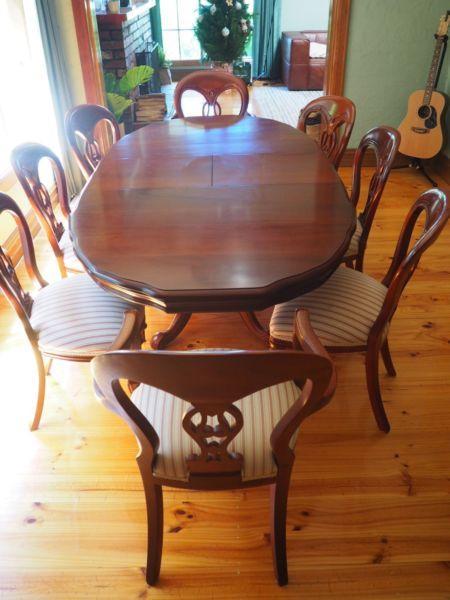 French Polished Vintage 8 Seat Dining Table