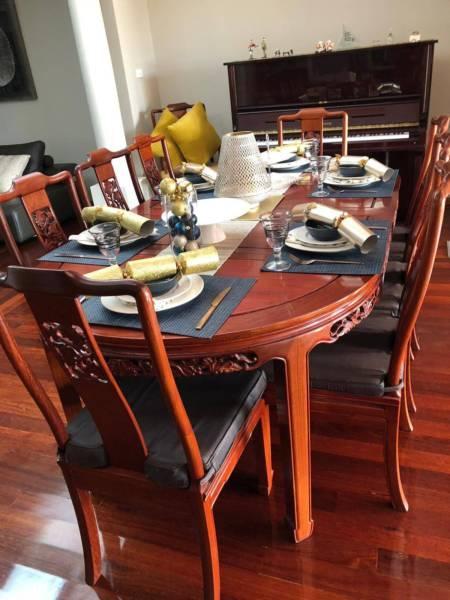 Dinning table with 10 chairs-Rose Wood for 1/3 price of 4500$