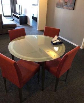 Glass table & 6 chairs (free delivery metro melb)