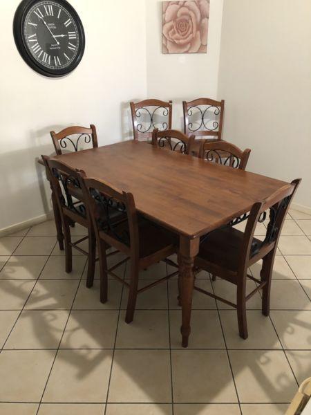 Dining room table and 2 x bar stools