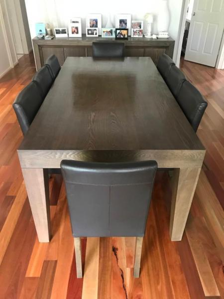 SOHO Slate Dining Table and matching 8 LEATHER chairs