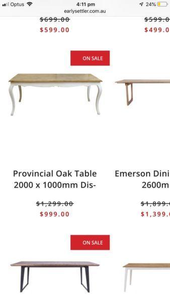 Provincial oak dining table