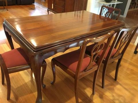 French polished dining table and chairs- excellent condition