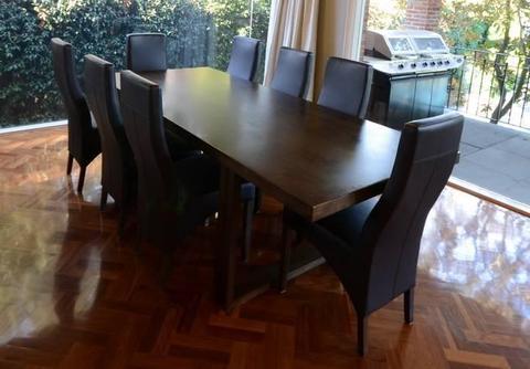 Dining table brown 8 chairs