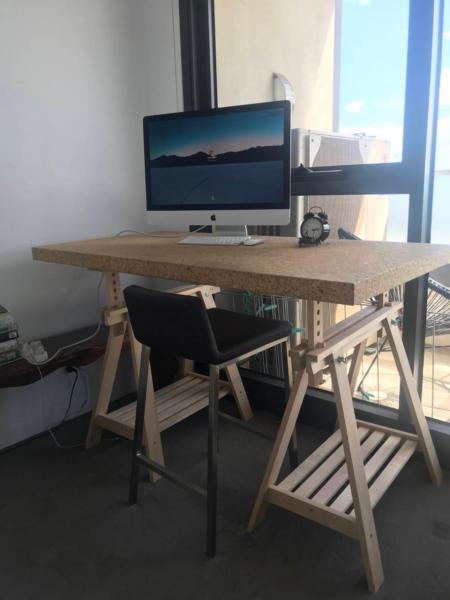 Ikea Sinnerlig CORK table top & 2 Finnvard Trestle legs