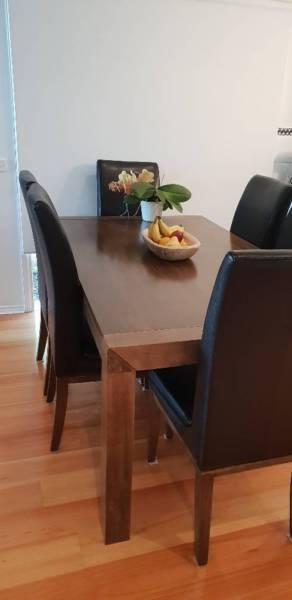 Timber table with 6 chairs