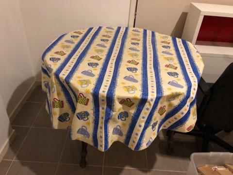 Dining Table with plastic cloth