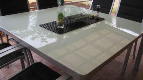 DINING TABLE GLASS SQUARE 8 SEATER OUTDOOR INDOOR