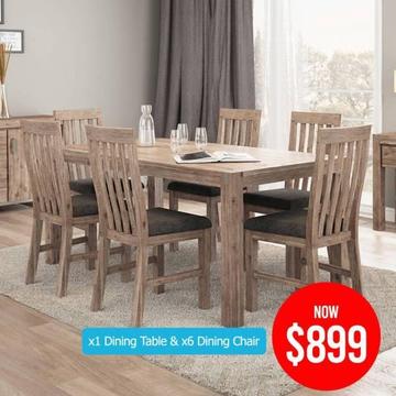 Solid Wood Dining Table 6X Chairs ON SALE - Nowra