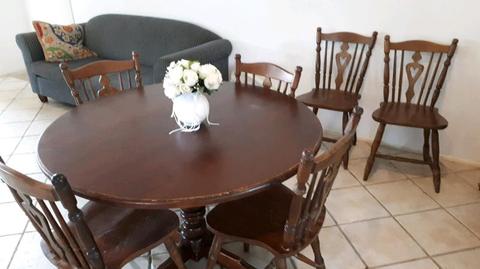 Durable family dining table plus 6 chairs