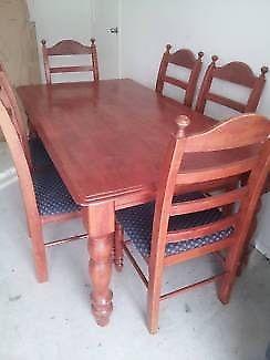 6-seater wooden dining table set in good condition
