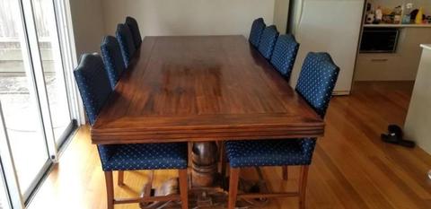 Solid dark timber Dining table and chairs