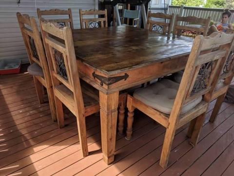 8 Chair Large Authentic Wooden Table