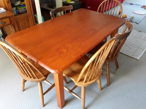 Timber dining table 2 chairs
