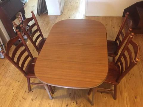 Extendable Wooden Dining Table & Four Chairs