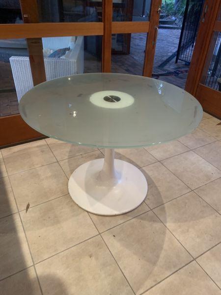 Round glass dining table - seats 4