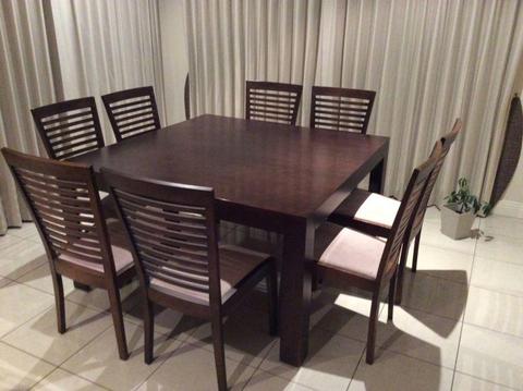 Square timber dining setting