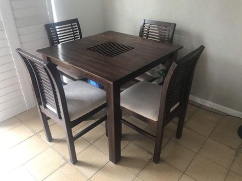 Dark brown dining table 4 chairs
