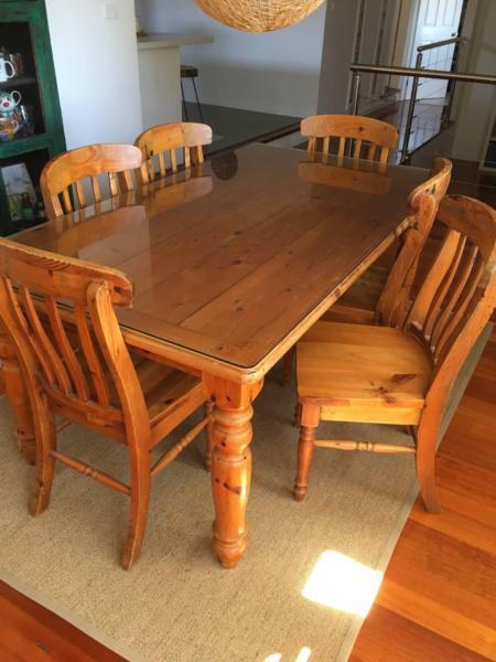 Rectangular Colonial style dining table and chairs