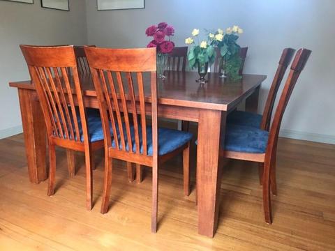 Square dining table with 8 chairs