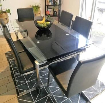 Modern 7 Piece Glass Dining Table Set