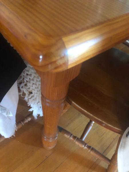 Timber Kitchen Table with Six Chairs. All in Good Condition