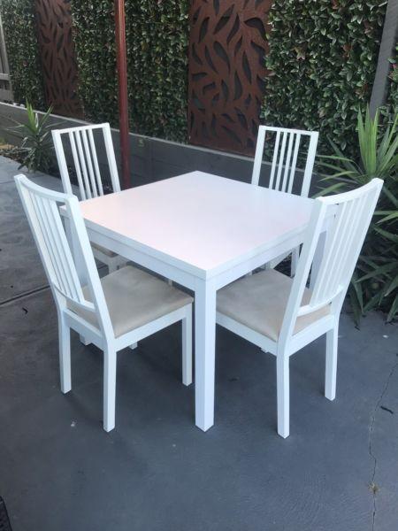 Extendable White Dining Set