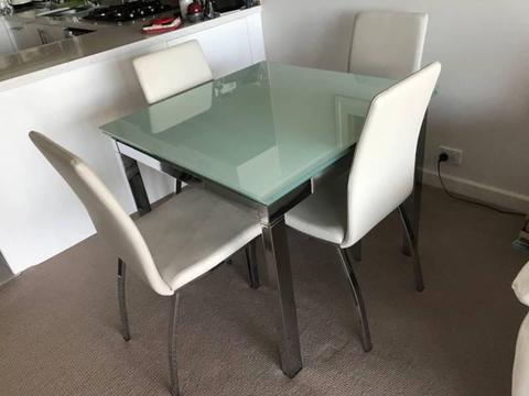 Glass Dining Table (extendable) and 4 chairs