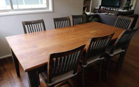 Solid timber table and chairs