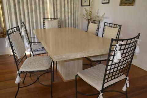 Travertine Dining table and Chairs