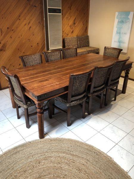 8 seater wooden table