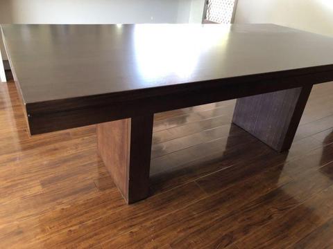 Solid timber dining table 2.1m long x1.05m wide